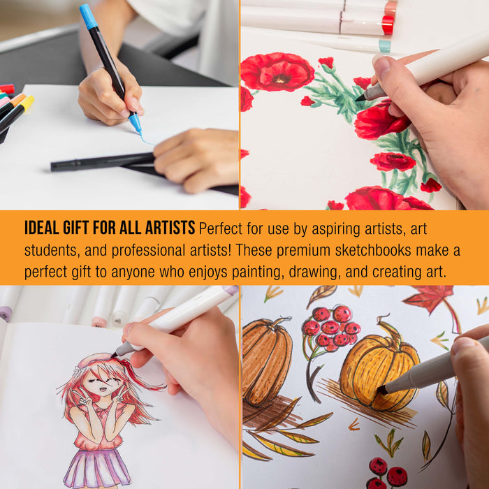 9’ x 12" Premium Manga Marker Paper Pad (2 Pack, 48 Sheets Total) - 60lb (100gsm) Drawing Sketchbook for Alcohol & Acrylic Paint Markers