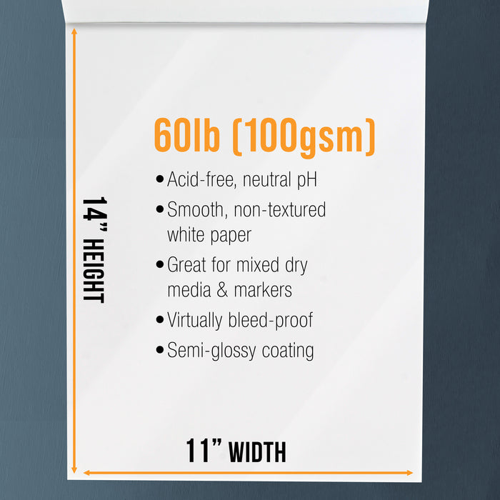 11’ x 14" Premium Manga Marker Paper Pad (2 Pack, 48 Sheets Total) - 60lb (100gsm) Drawing Sketchbook for Alcohol & Acrylic Paint Markers
