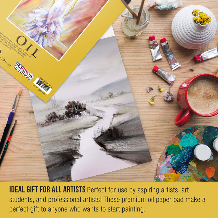 9" x 12" Premium Heavy-Weight Oil Painting Pad (2 Pack, 30 Sheets Total) - 90lb (190gsm) - Oil Pastel Paper for Students and Adults