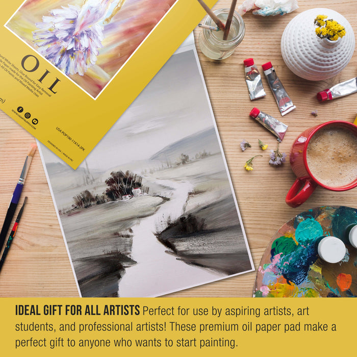 11 x 14" Premium Heavy-Weight Oil Painting Pad (2 Pack, 30 Sheets Total) - 90lb (190gsm) - Oil Pastel Paper for Students and Adults