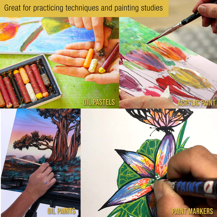 8.5 x 8.5" Premium Heavy-Weight Oil Painting Pad (2 Pack, 30 Sheets Total) - 90lb (190gsm) - Oil Pastel Paper for Students and Adults