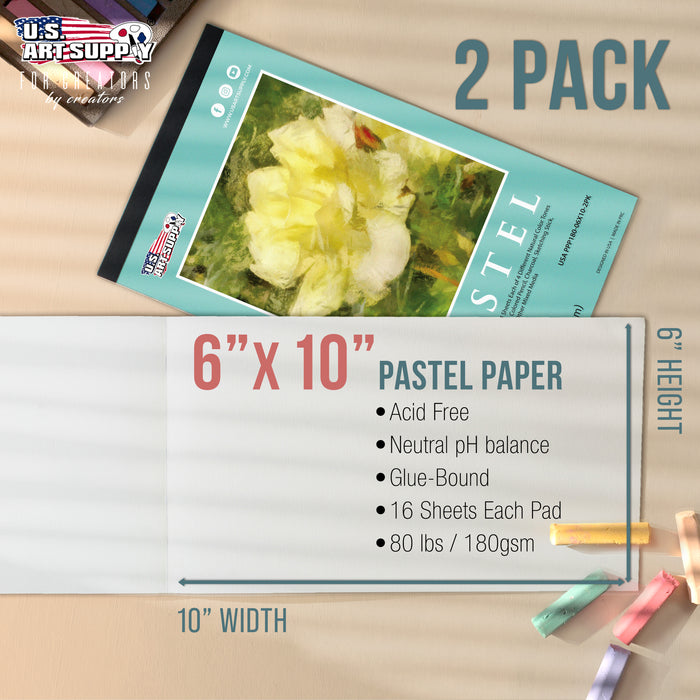 6 x 10" Pastel Paper Pad: 2 Pack (32 Sheet Total), 80lb (180gsm), 4 Neutral Toned Colors, Textured Hard or Soft Oil Pastel Paper, Drawing Sketchbook Pad, Mixed Media