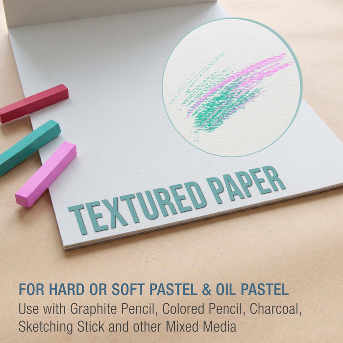 8 x 10" Pastel Paper Pad: 2 Pack (32 Sheet Total), 80lb (180gsm), 4 Neutral Toned Colors, Textured Hard or Soft Oil Pastel Paper, Drawing Sketchbook Pad, Mixed Media