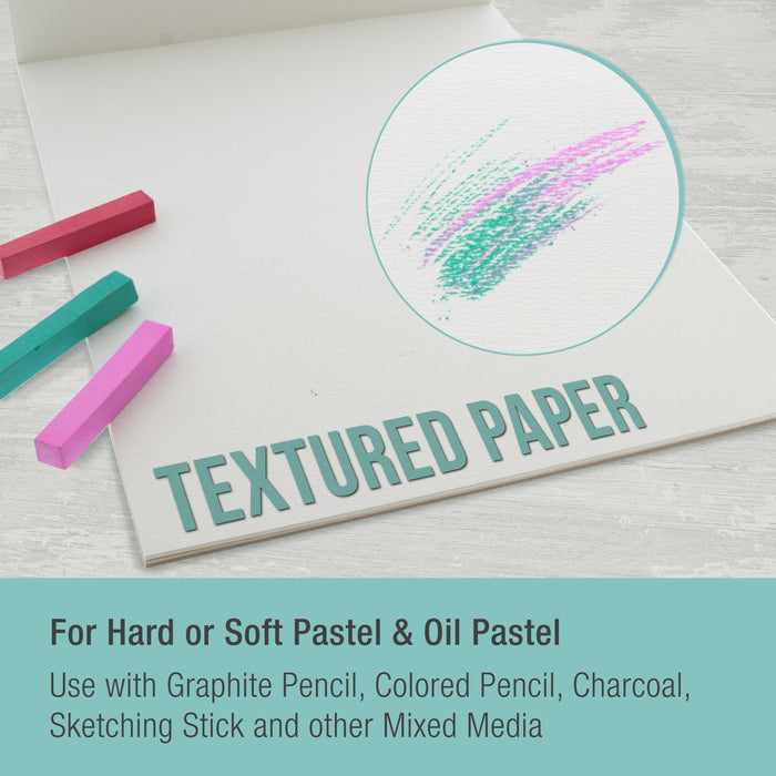 9" x 12" Pastel Paper Pad: 2 Pack (32 Sheet Total), 80lb (180gsm), 4 Neutral Toned Colors, Textured Hard or Soft Oil Pastel Paper, Drawing Sketchbook Pad, Mixed Media