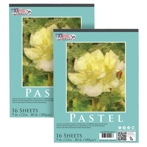 9" x 12" Premium Pastel Paper Pad, 80 Pound (180gsm), Assorted Natural Tone Paper Colors, Pad of 16-Sheets (Pack of 2 Pads)