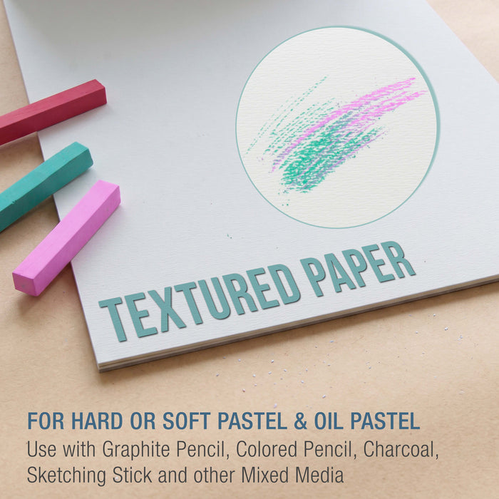 8.5 x 8.5" Pastel Paper Pad: 2 Pack (32 Sheet Total), 80lb (180gsm), 4 Neutral Toned Colors, Textured Hard or Soft Oil Pastel Paper, Drawing Sketchbook Pad, Mixed Media