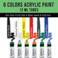 Wood Painting Palette Set with 6-Piece Acrylic Paint Tubes and 3 Brushes - Artist Palette for Painting