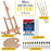 U.S. Art Supply 19-Piece Artist Oil Painting Set with Wooden H-Frame Studio Easel, 12 Paint Colors, Stretched Canvas, 4 Brushes, Palette - Starter Kit