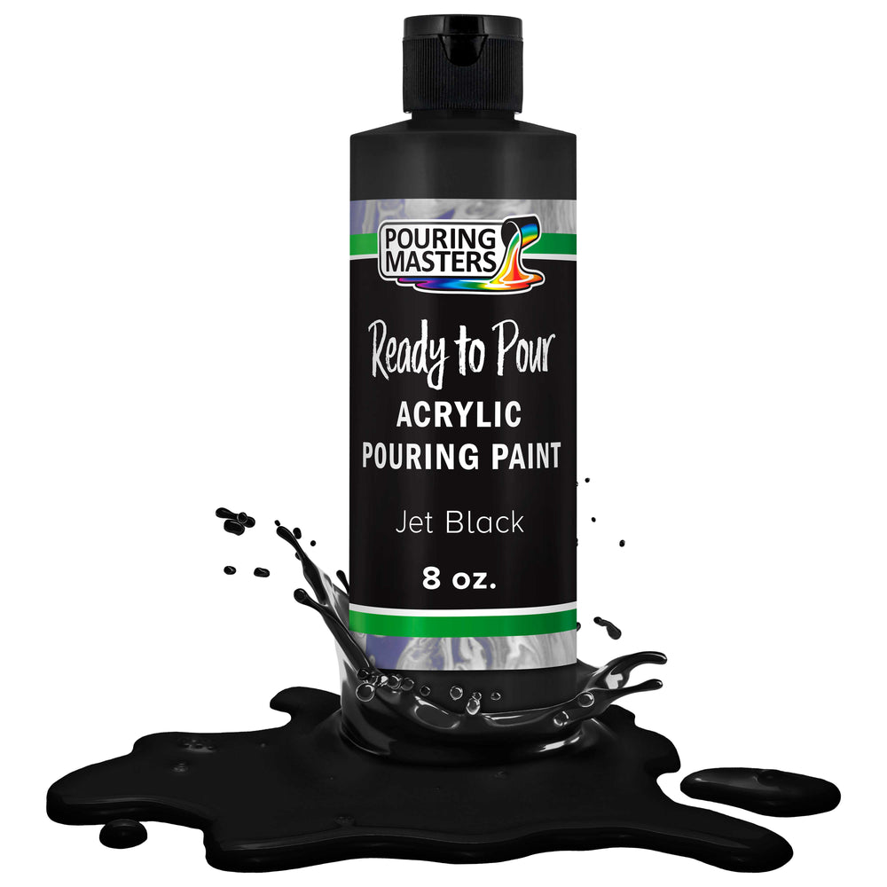 Pouring Masters Jet Black Acrylic Ready to Pour Pouring Paint - Premium 8-Ounce Pre-Mixed Water-Based - for Canvas, Wood, Paper, Crafts, Tile, Rocks