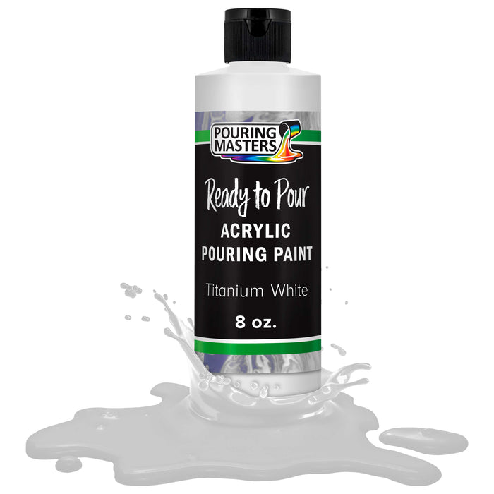 Titanium White Acrylic Ready to Pour Pouring Paint Premium 8-Ounce Pre-Mixed Water-Based - for Canvas, Wood, Paper, Crafts, Tile, Rocks and More