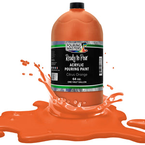 Pouring Masters Citrus Orange Ready to Pour Acrylic Pouring Paint - Premium 64-Ounce Pre-Mixed Fluid Acrylic Paint - Fluid Art Supplies for Canvas, Wood, Paper, Tile & Rocks