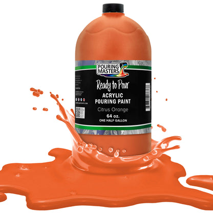 Pouring Masters Citrus Orange Ready to Pour Acrylic Pouring Paint - Premium 64-Ounce Pre-Mixed Fluid Acrylic Paint - Fluid Art Supplies for Canvas, Wood, Paper, Tile & Rocks