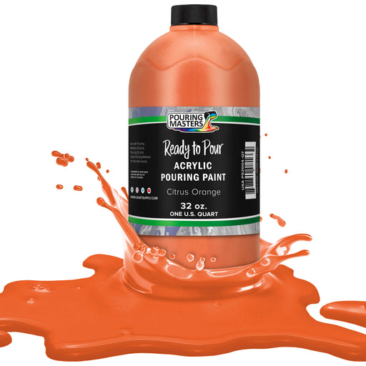 Pouring Masters Citrus Orange Ready to Pour Acrylic Pouring Paint - Premium 32-Ounce Pre-Mixed Fluid Acrylic Paint - Fluid Art Supplies for Canvas, Wood, Paper, Tile & Rocks