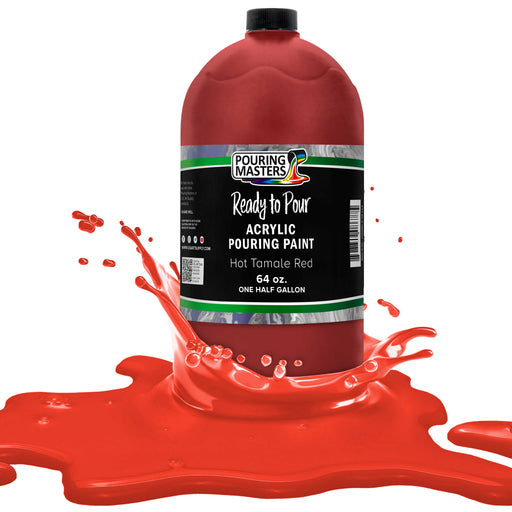 Hot Tamale Red Acrylic Ready to Pour Pouring Paint Premium 64-Ounce Pre-Mixed Water-Based - for Canvas, Wood, Paper, Crafts, Tile, Rocks and More