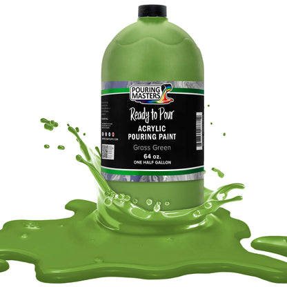 Pouring Masters Grass Green Ready to Pour Acrylic Pouring Paint - Premium 64-Ounce Pre-Mixed Fluid Acrylic Paint - Fluid Art Supplies for Canvas, Wood, Paper, Tile & Rocks