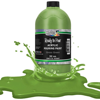 Pouring Masters Grass Green Ready to Pour Acrylic Pouring Paint - Premium 32-Ounce Pre-Mixed Fluid Acrylic Paint - Fluid Art Supplies for Canvas, Wood, Paper, Tile & Rocks