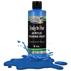 Pouring Masters Caribbean Blue Ready to Pour Acrylic Pouring Paint - Premium 8-Ounce Pre-Mixed Fluid Acrylic Paint - Fluid Art Supplies for Canvas, Wood, Paper, Tile & Rocks