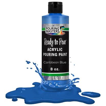 Pouring Masters Caribbean Blue Ready to Pour Acrylic Pouring Paint - Premium 8-Ounce Pre-Mixed Fluid Acrylic Paint - Fluid Art Supplies for Canvas, Wood, Paper, Tile & Rocks