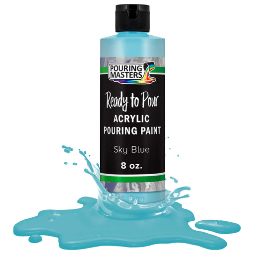 Sky Blue Acrylic Ready to Pour Pouring Paint Premium 8-Ounce Pre-Mixed Water-Based - for Canvas, Wood, Paper, Crafts, Tile, Rocks and More