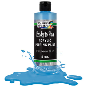 Pouring Masters Cerulean Blue Ready to Pour Acrylic Pouring Paint - Premium 8-Ounce Pre-Mixed Fluid Acrylic Paint - Fluid Art Supplies for Canvas, Wood, Paper, Tile & Rocks