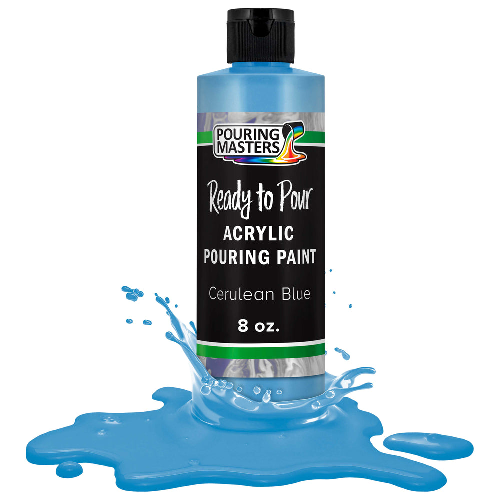 Cerulean Blue Acrylic Ready to Pour Pouring Paint Premium 8-Ounce Pre-Mixed Water-Based - for Canvas, Wood, Paper, Crafts, Tile, Rocks and More