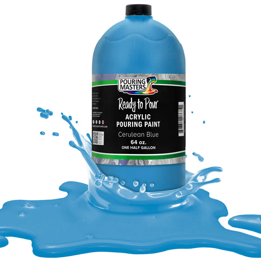 Cerulean Blue Acrylic Ready to Pour Pouring Paint Premium 64-Ounce Pre-Mixed Water-Based - for Canvas, Wood, Paper, Crafts, Tile, Rocks and More