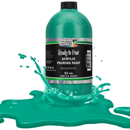 Pouring Masters Aquamarine Ready to Pour Acrylic Pouring Paint - Premium 32-Ounce Pre-Mixed Fluid Acrylic Paint - Fluid Art Supplies for Canvas, Wood, Paper, Tile & Rocks