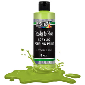 Pouring Masters Lemon Lime Ready to Pour Acrylic Pouring Paint - Premium 8-Ounce Pre-Mixed Fluid Acrylic Paint - Fluid Art Supplies for Canvas, Wood, Paper, Tile & Rocks