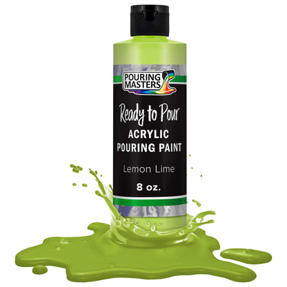 Pouring Masters Lemon Lime Ready to Pour Acrylic Pouring Paint - Premium 8-Ounce Pre-Mixed Fluid Acrylic Paint - Fluid Art Supplies for Canvas, Wood, Paper, Tile & Rocks
