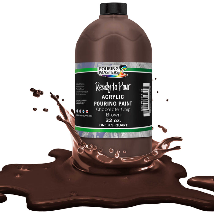 Chocolate Brown Acrylic Ready to Pour Pouring Paint Premium 32-Ounce Pre-Mixed Water-Based - for Canvas, Wood, Paper, Crafts, Tile, Rocks and More