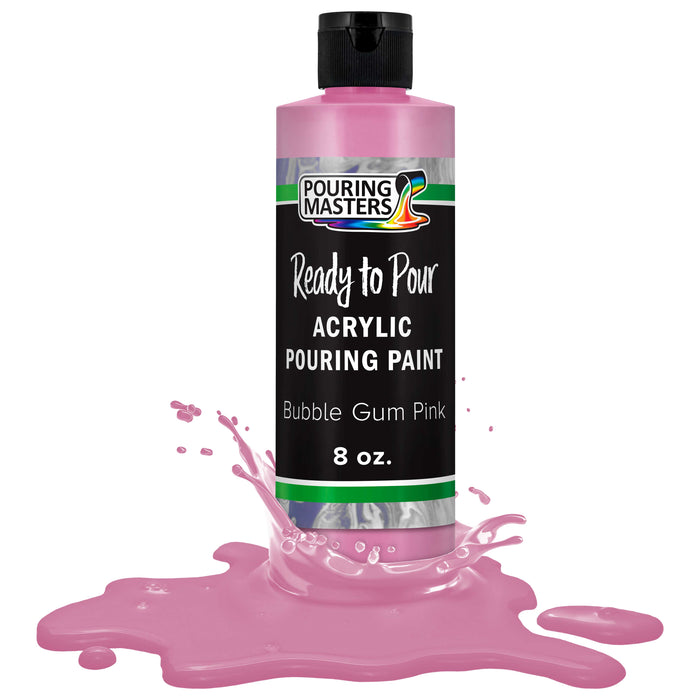 Bubble Gum Pink Acrylic Ready to Pour Pouring Paint Premium 8-Ounce Pre-Mixed Water-Based - for Canvas, Wood, Paper, Crafts, Tile, Rocks and More