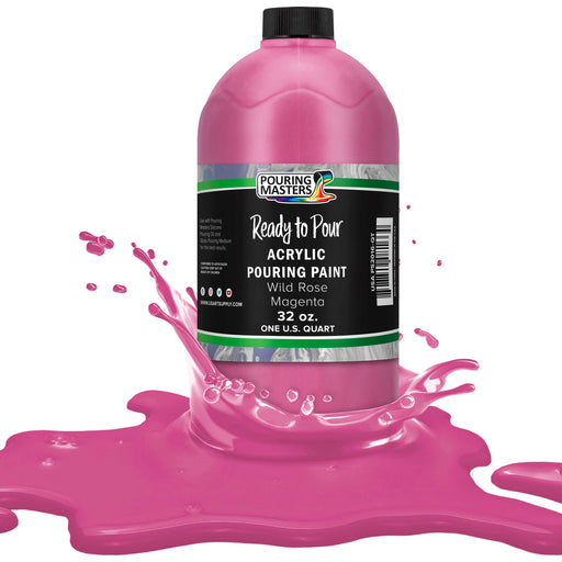 Wild Rose Magenta Acrylic Ready to Pour Pouring Paint Premium 32-Ounce Pre-Mixed Water-Based - for Canvas, Wood, Paper, Crafts, Tile, Rocks and More