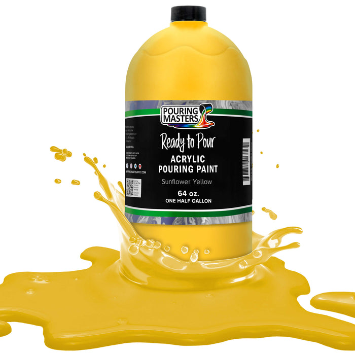 Pouring Masters Sunflower Yellow Ready to Pour Acrylic Pouring Paint - Premium 64-Ounce Pre-Mixed Fluid Acrylic Paint - Fluid Art Supplies for Canvas, Wood, Paper, Tile & Rocks