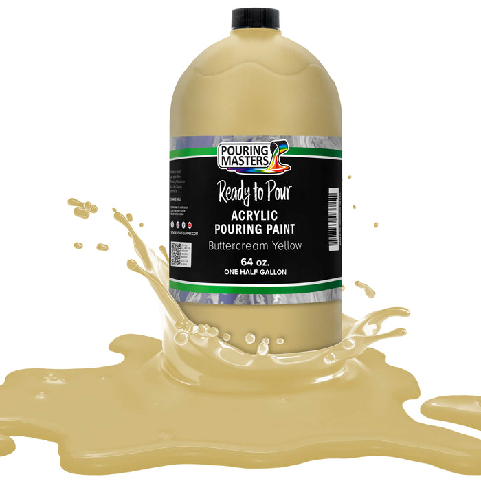 Buttercream Yellow Acrylic Ready to Pour Pouring Paint Premium 64-Ounce Pre-Mixed Water-Based - for Canvas, Wood, Paper, Crafts, Tile, Rocks and More