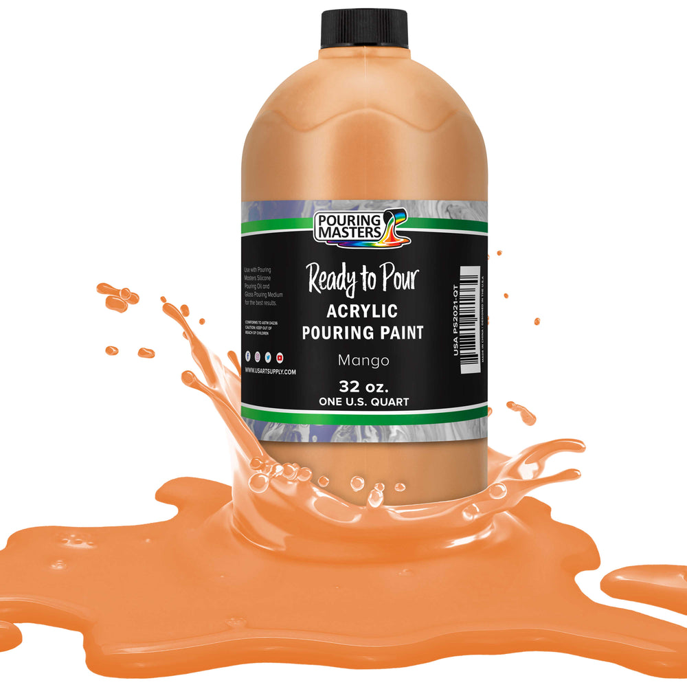 Mango Acrylic Ready to Pour Pouring Paint Premium 32-Ounce Pre-Mixed Water-Based - for Canvas, Wood, Paper, Crafts, Tile, Rocks and More