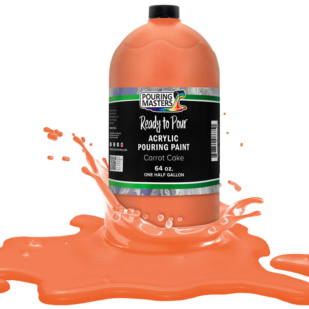 Pouring Masters Carrot Cake Ready to Pour Acrylic Pouring Paint - Premium 64-Ounce Pre-Mixed Fluid Acrylic Paint - Fluid Art Supplies for Canvas, Wood, Paper, Tile & Rocks