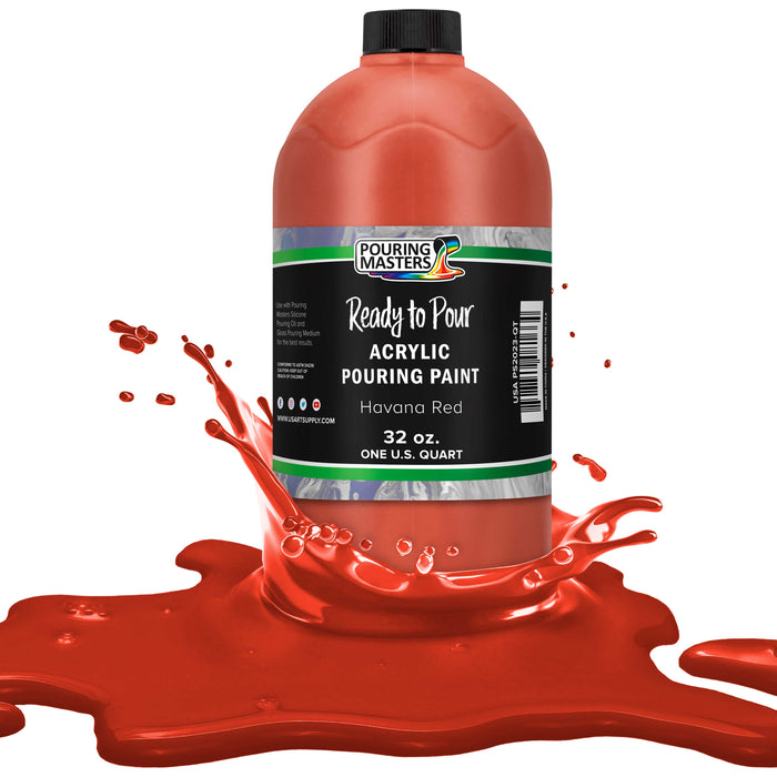 Havana Red Acrylic Ready to Pour Pouring Paint Premium 32-Ounce Pre-Mixed Water-Based - for Canvas, Wood, Paper, Crafts, Tile, Rocks and More