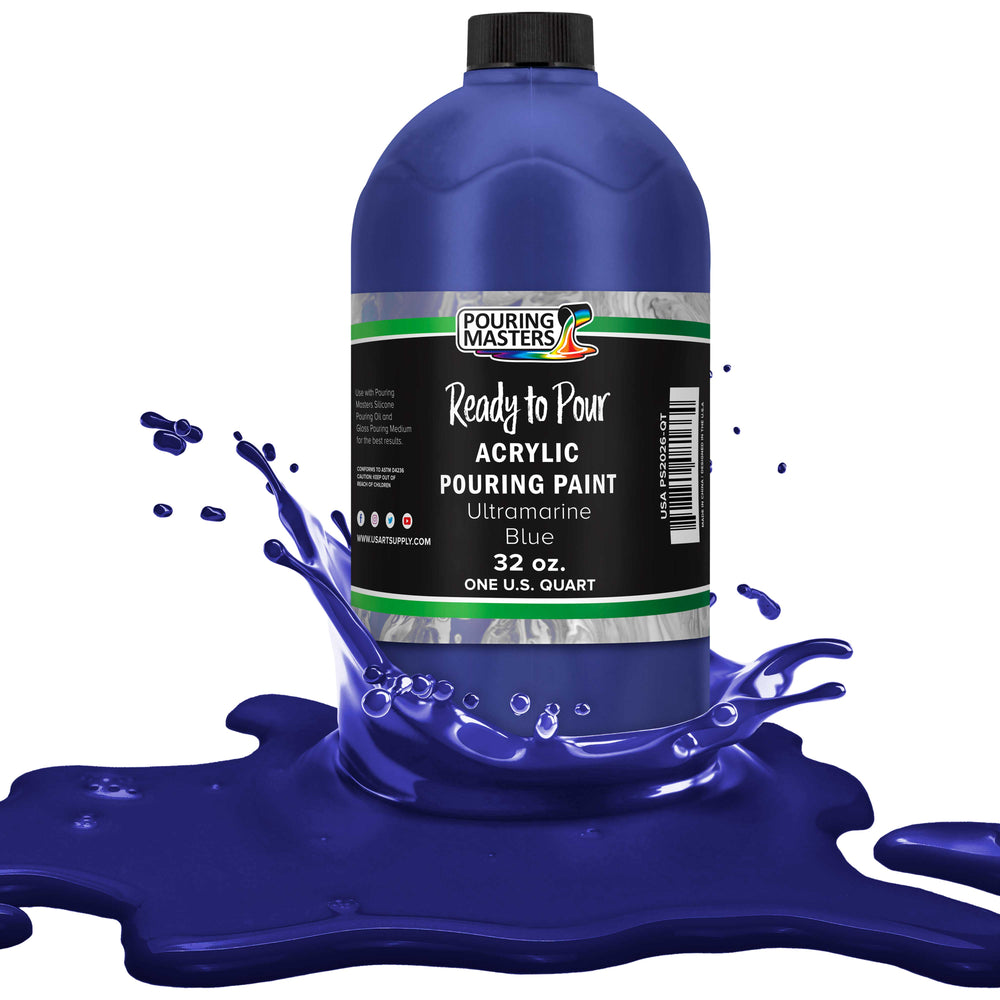 Ultramarine Blue Acrylic Ready to Pour Pouring Paint Premium 32-Ounce Pre-Mixed Water-Based - for Canvas, Wood, Paper, Crafts, Tile, Rocks and More