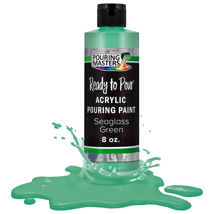 Seaglass Green Acrylic Ready to Pour Pouring Paint Premium 8-Ounce Pre-Mixed Water-Based - for Canvas, Wood, Paper, Crafts, Tile, Rocks and More