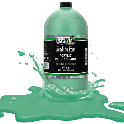 Pouring Masters Seaglass Green Ready to Pour Acrylic Pouring Paint - Premium 64-Ounce Pre-Mixed Fluid Acrylic Paint - Fluid Art Supplies for Canvas, Wood, Paper, Tile & Rocks