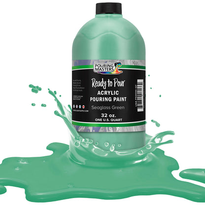 Pouring Masters Seaglass Green Ready to Pour Acrylic Pouring Paint - Premium 32-Ounce Pre-Mixed Fluid Acrylic Paint - Fluid Art Supplies for Canvas, Wood, Paper, Tile & Rocks