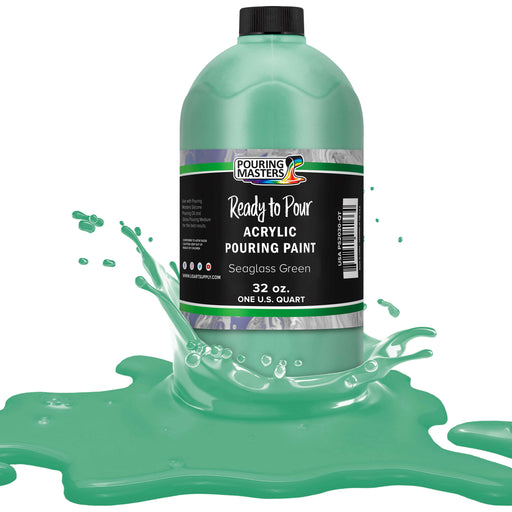 Seaglass Green Acrylic Ready to Pour Pouring Paint Premium 32-Ounce Pre-Mixed Water-Based - for Canvas, Wood, Paper, Crafts, Tile, Rocks and More
