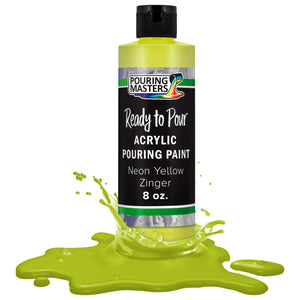Pouring Masters Neon Yellow Ready to Pour Acrylic Pouring Paint - Premium 8-Ounce Pre-Mixed Fluid Acrylic Paint - Fluid Art Supplies for Canvas, Wood, Paper, Tile & Rocks