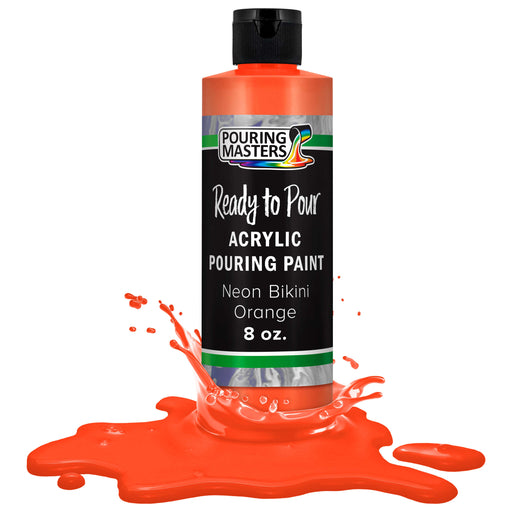 Neon Bikini Orange Acrylic Ready to Pour Pouring Paint Premium 8-Ounce Pre-Mixed Water-Based - for Canvas, Wood, Paper, Crafts, Tile, Rocks and More