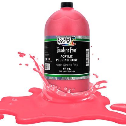 Pouring Masters Neon Streak Pink Ready to Pour Acrylic Pouring Paint - Premium 64-Ounce Pre-Mixed Fluid Acrylic Paint - Fluid Art Supplies for Canvas, Wood, Paper, Tile & Rocks