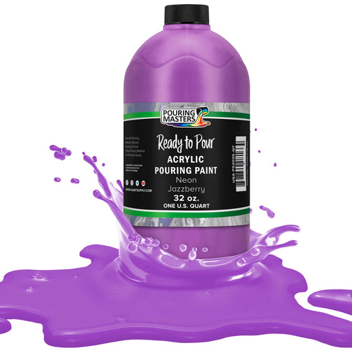 Neon Jazzberry Acrylic Ready to Pour Pouring Paint Premium 32-Ounce Pre-Mixed Water-Based - for Canvas, Wood, Paper, Crafts, Tile, Rocks and More