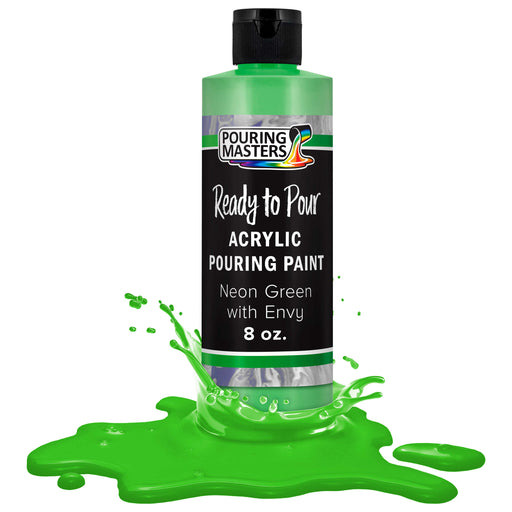 Neon Green with Envy Acrylic Ready to Pour Pouring Paint Premium 8-Ounce Pre-Mixed Water-Based - for Canvas, Wood, Paper, Crafts, Tile, Rocks and More