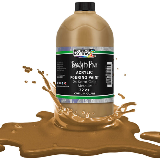 24 Karat Gold Metallic Acrylic Ready to Pour Pouring Paint Premium 32-Ounce Pre-Mixed Water-Based - Painting Canvas, Wood, Crafts, Tile, Rocks