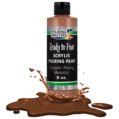 Pouring Masters Copper Penny Metallic Ready to Pour Acrylic Pouring Paint - Premium 8-Ounce Pre-Mixed Fluid Acrylic Paint - Fluid Art Supplies for Canvas, Wood, Paper, Tile & Rocks