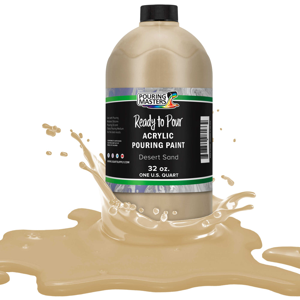 Pouring Masters Desert Sand Ready to Pour Acrylic Pouring Paint - Premium 32-Ounce Pre-Mixed Fluid Acrylic Paint - Fluid Art Supplies for Canvas, Wood, Paper, Tile & Rocks